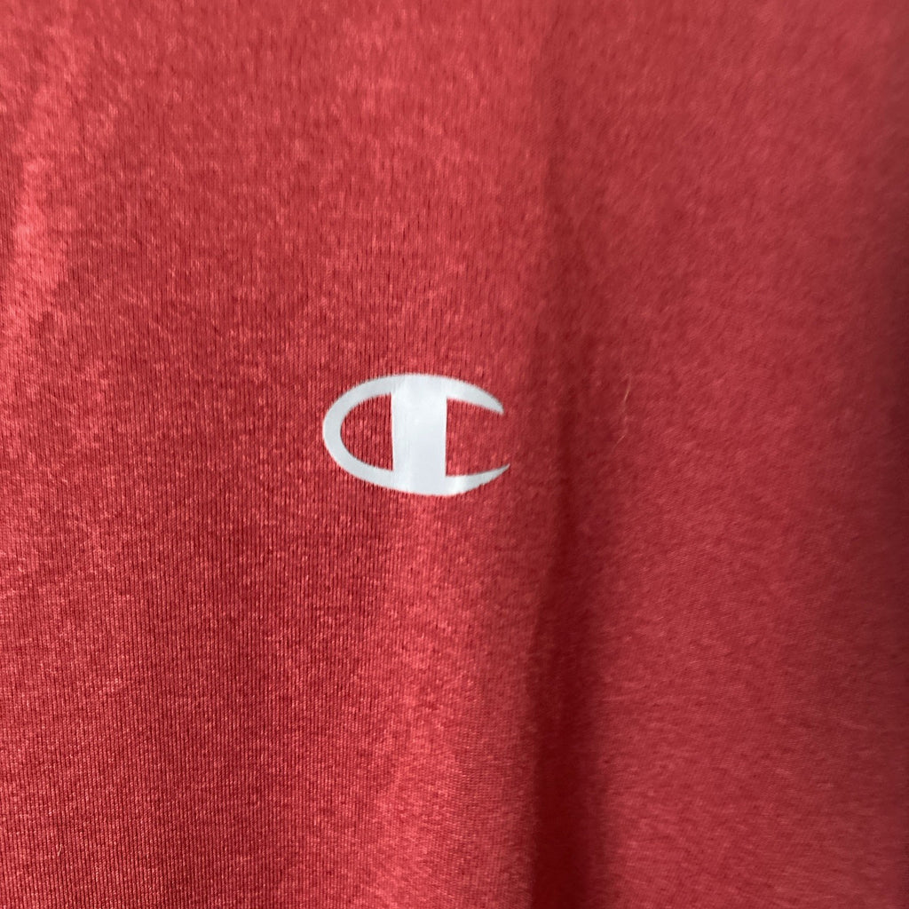 Champion Red Short Sleeve Gray Logo Heavyweight Cotton Shirt Sz M