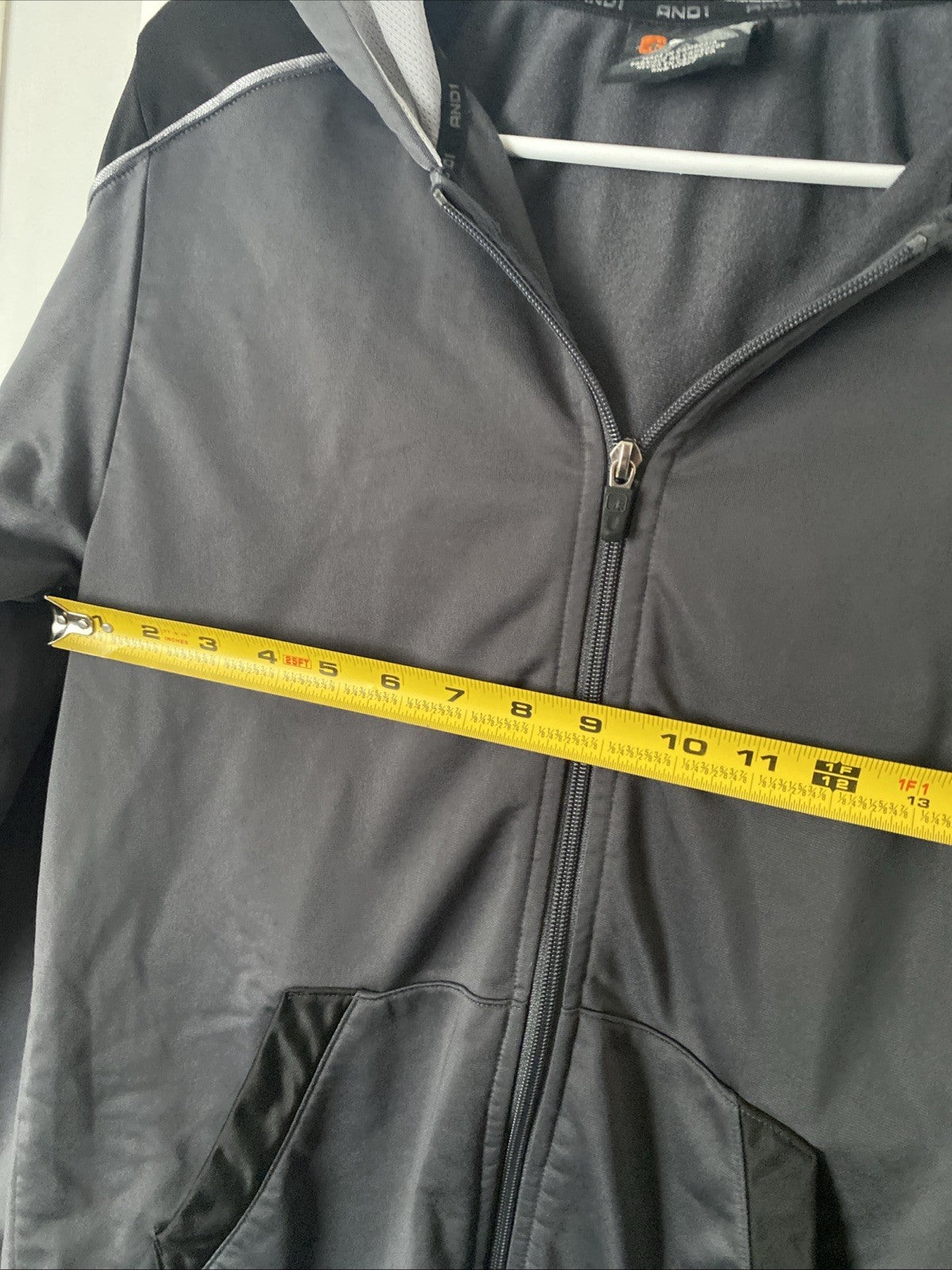 And1 zip up hoodie sweatshirt long sleeve black size medium