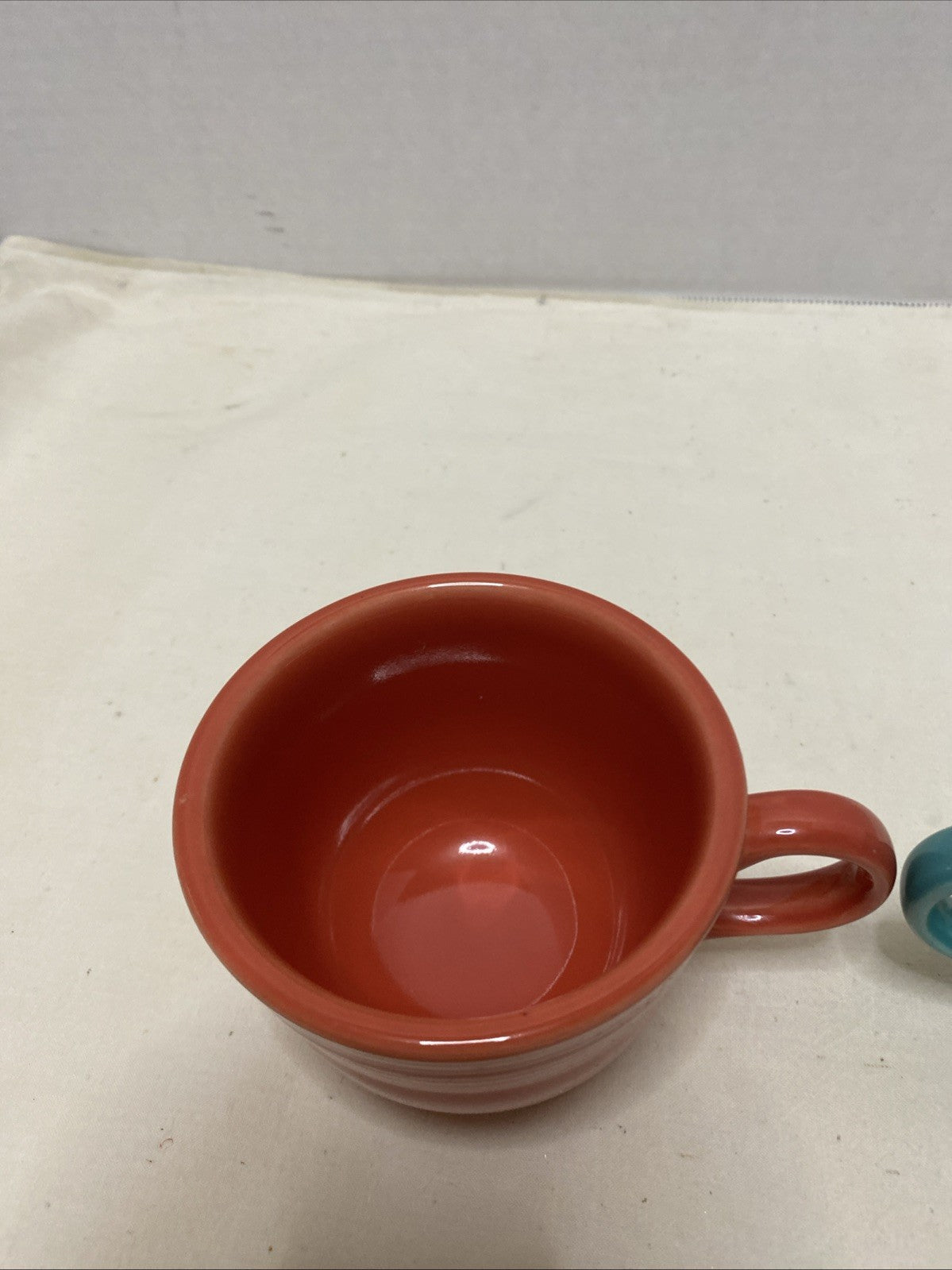 Fiesta Art Deco Teal, Orange Coffee Tea Cup 7.75 oz Durable Fiestaware