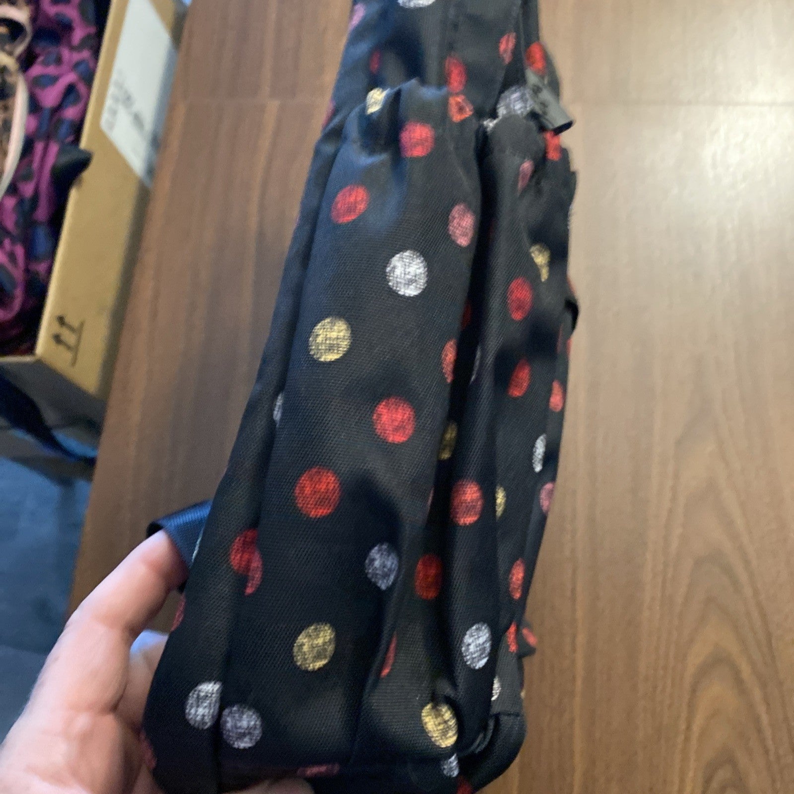 Vera Bradley Black Bookbag Backpack Diaper Bag Baby Bag Havana Spots Polka Dot