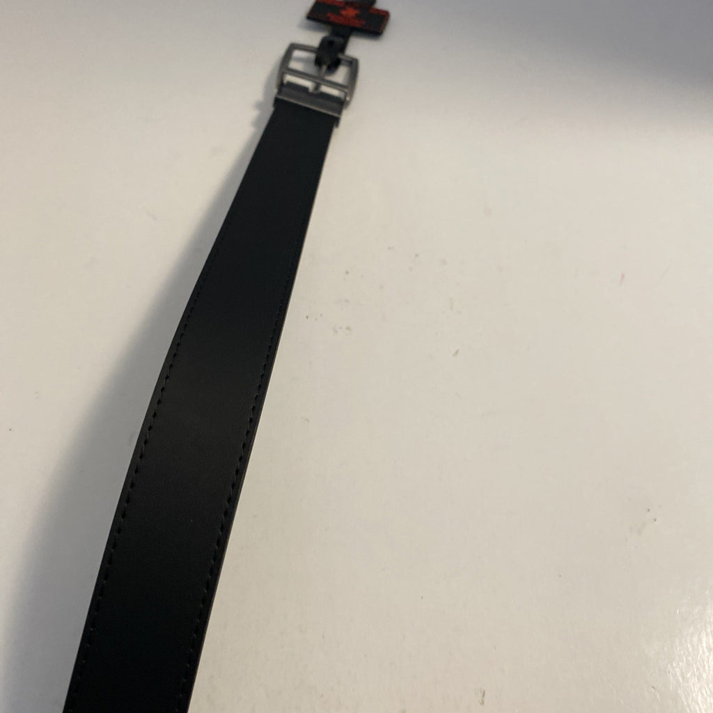 Beverly Hills Polo Club Bonded Leather Mens Belt Black 32/34 Square Buckle New