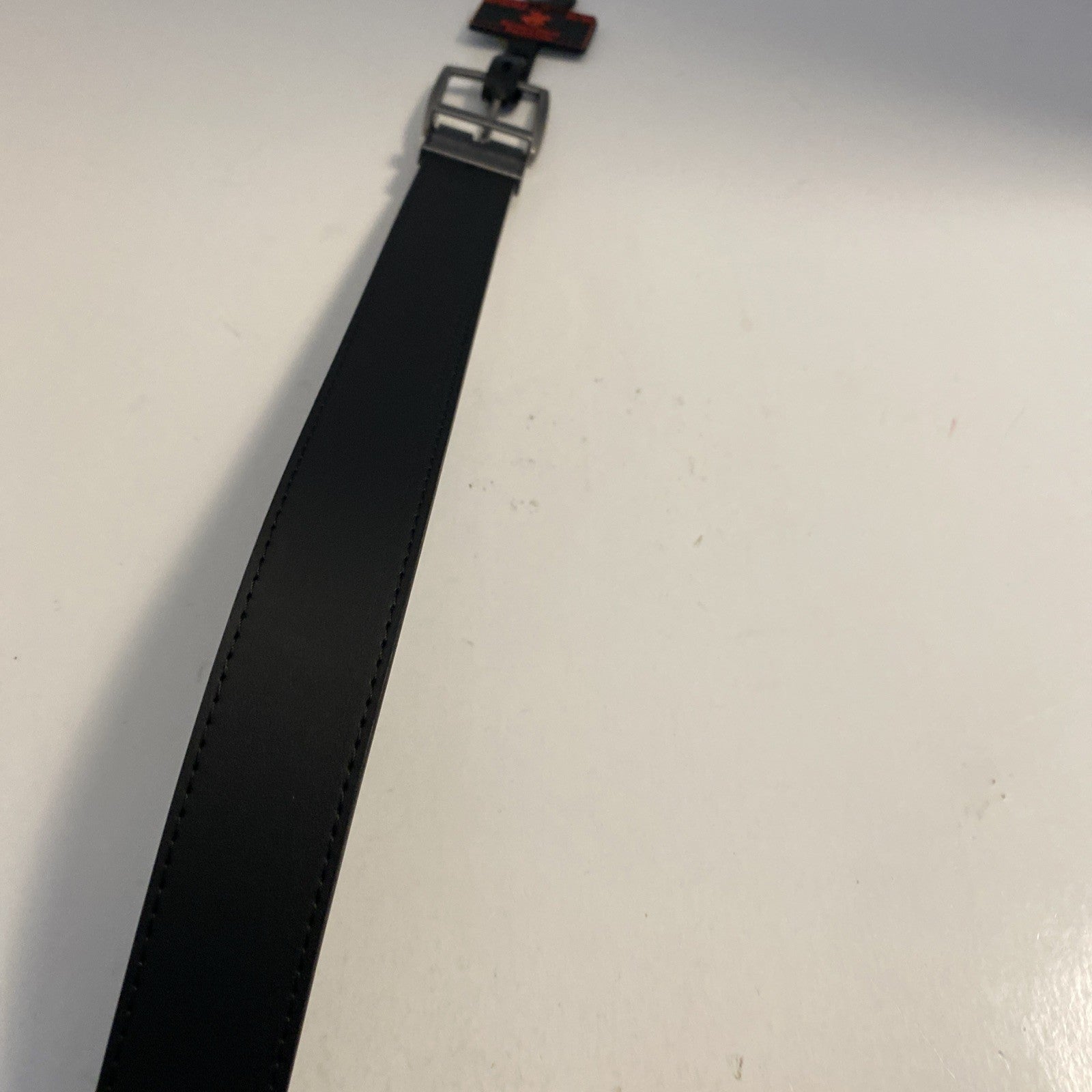 Beverly Hills Polo Club Bonded Leather Mens Belt Black 32/34 Square Buckle New