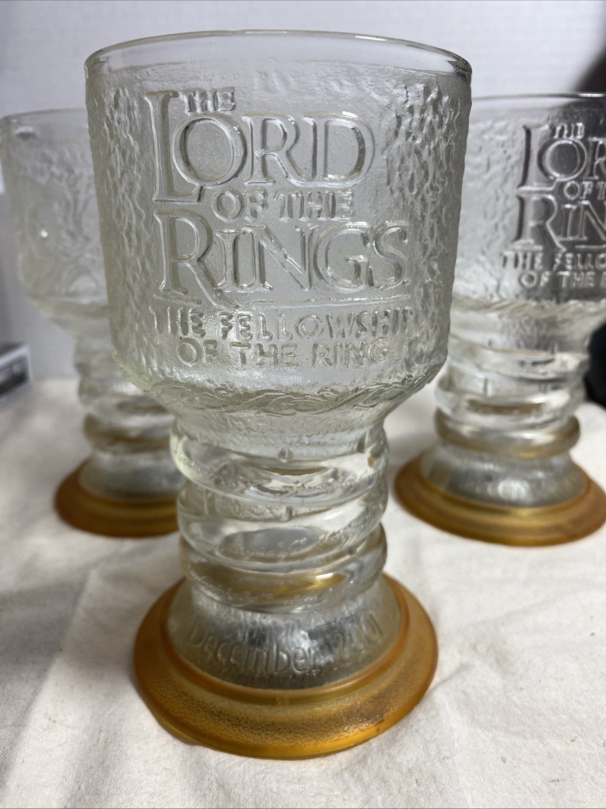Burger King Lord Of The Rings Light-Up Glass Goblet, 2001 - Set Of 3