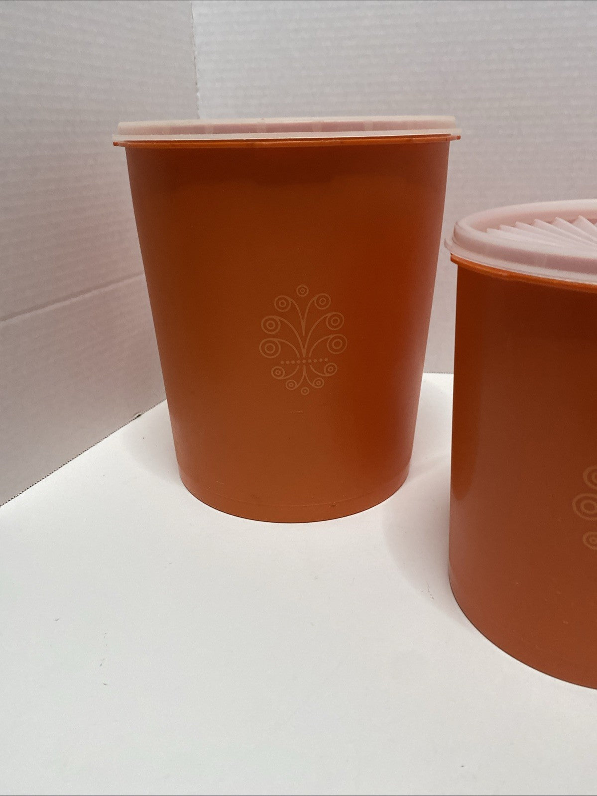 3 Vintage Tupperware Orange Nesting Servalier Canister Set 1970s with Lids Retro