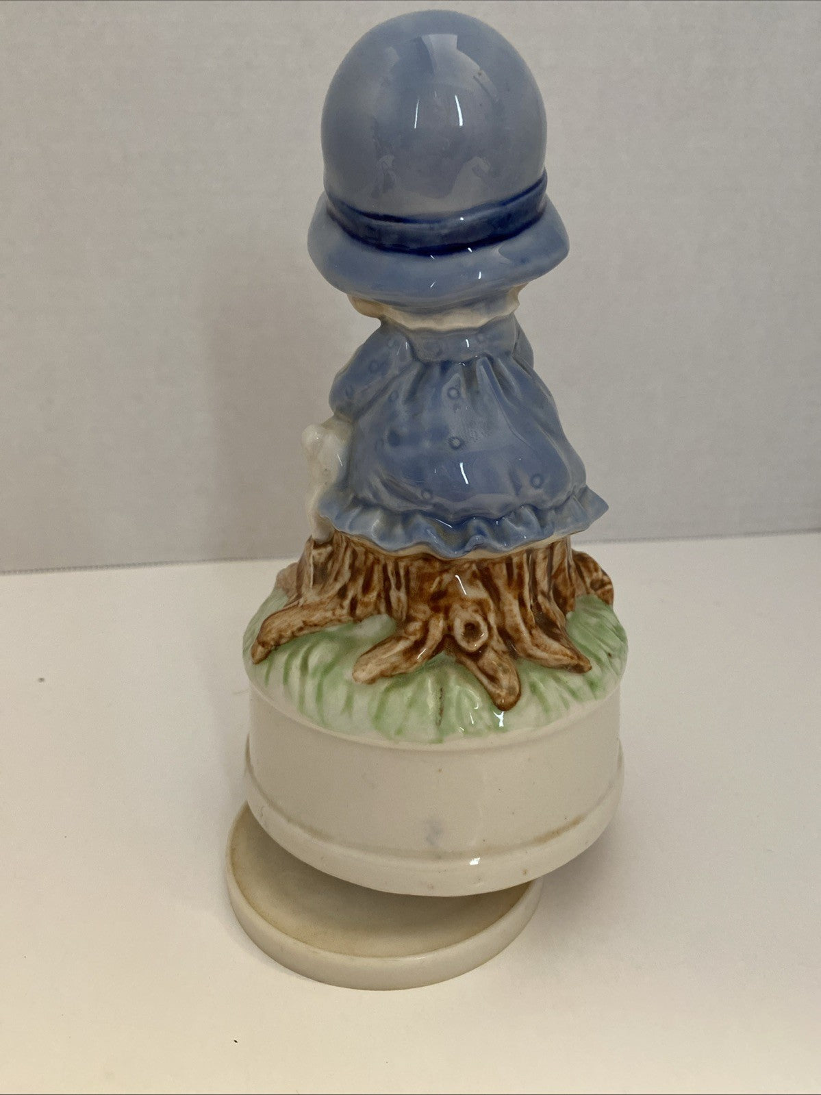 Vintage Girl With White Rabbit Music Box If I Could Talk To The Animals WORKS 