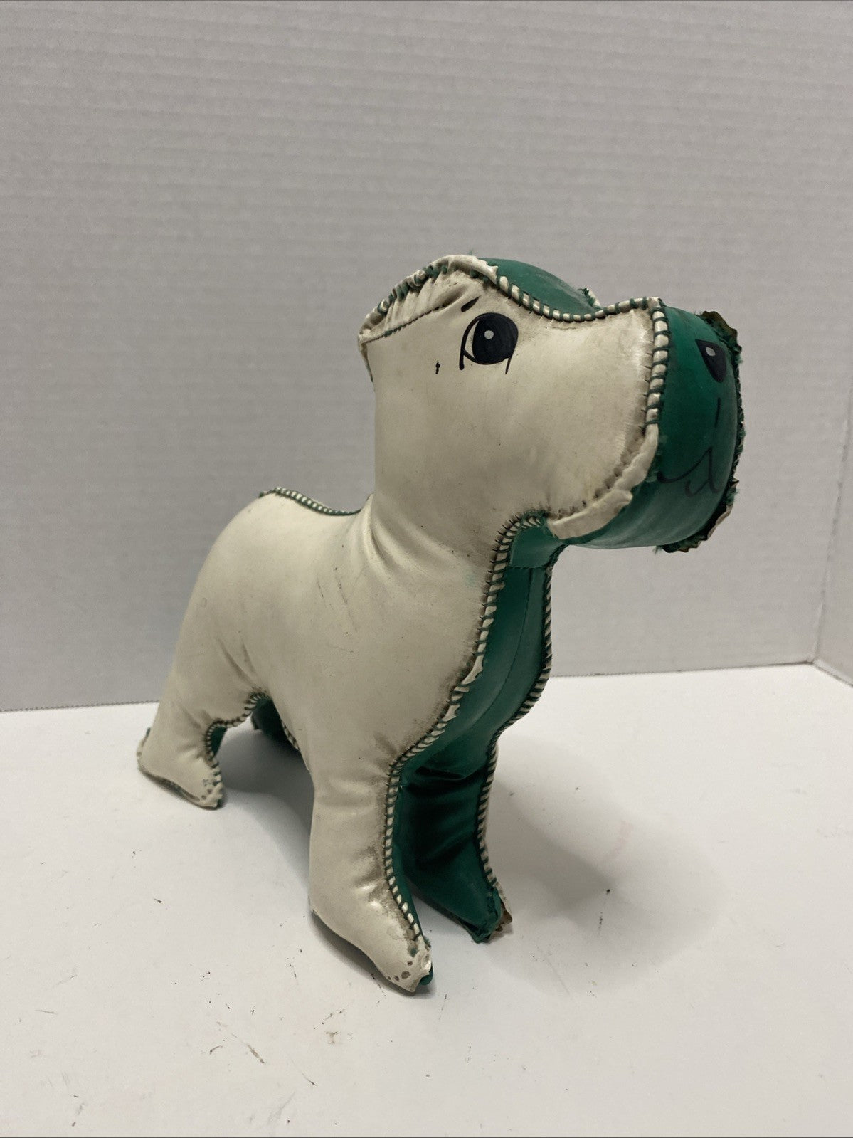 Vintage CARNIVAL PRIZE Stuffed DOG OILCLOTH Vinyl Stuffed