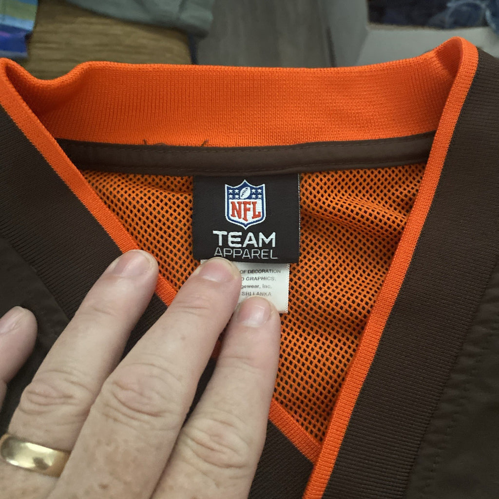 Cleveland Browns NFL V Neck Pullover Windbreaker Mens XL Pullover Side Zip