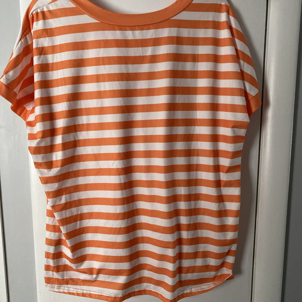 Women’s SHEIN Curve XL Orange White Striped Tshirt