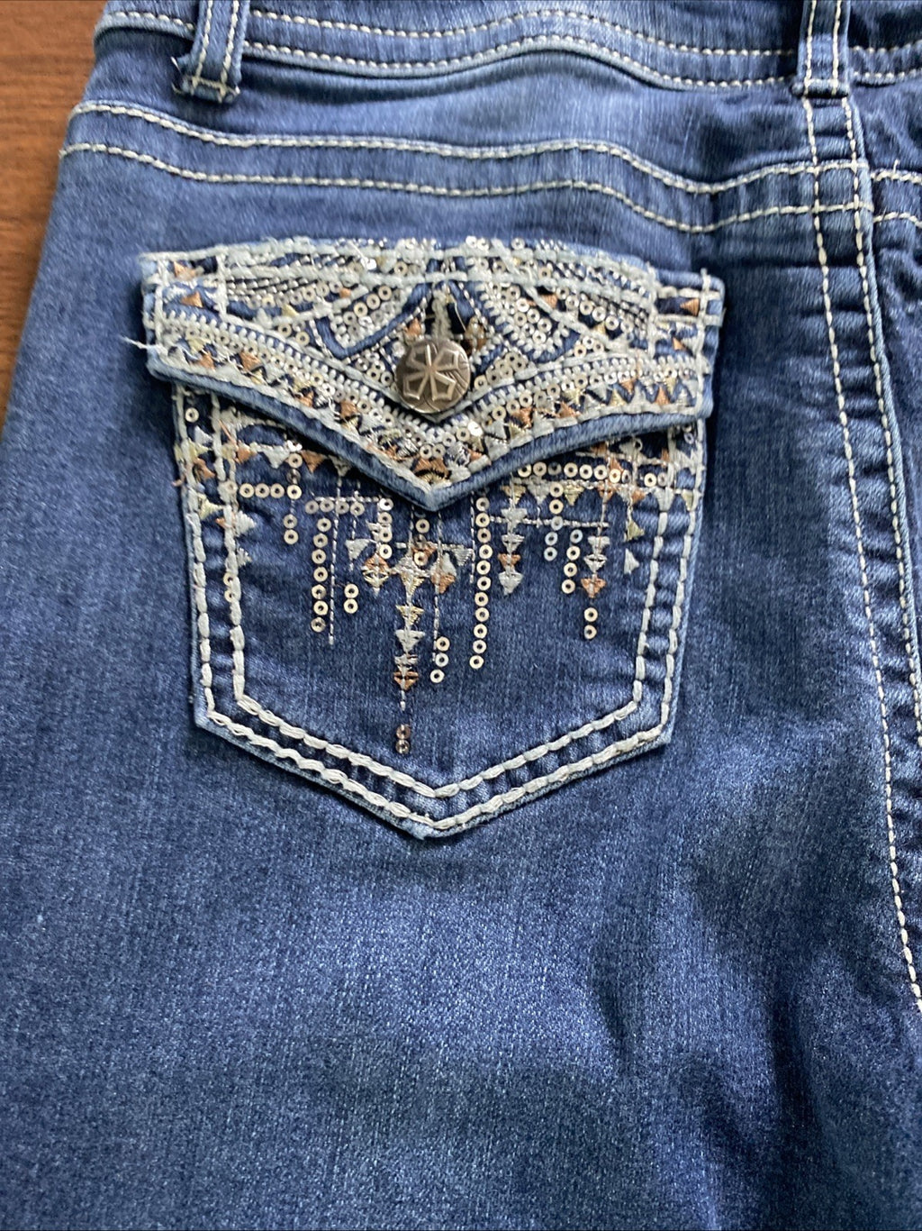 Vanilla Star Womens Size 11 Bootcut Mid Rise Denim Jeans star pockets free shipp