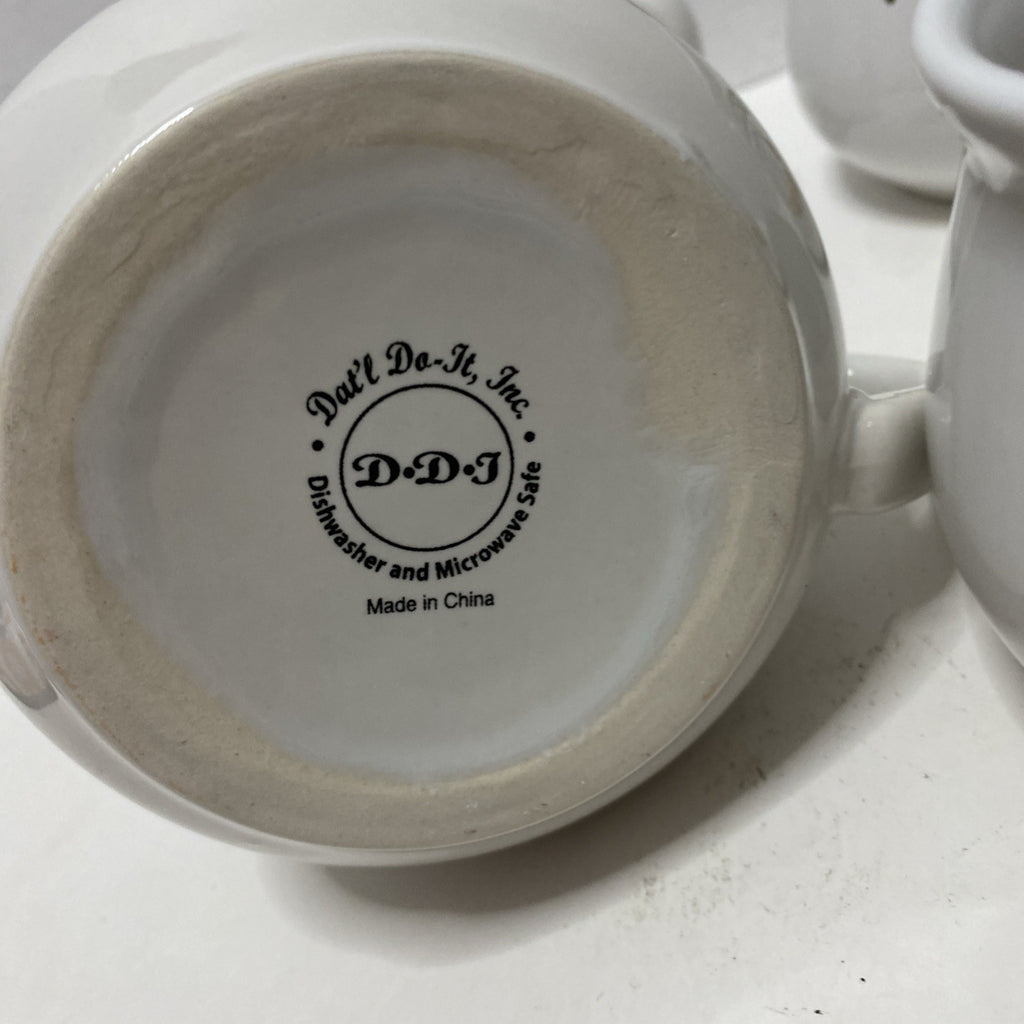 Vintage Set of 4 DDJ Recipe Ceramic Soup Mug Bowls Potato Tomato Chicken Veggie