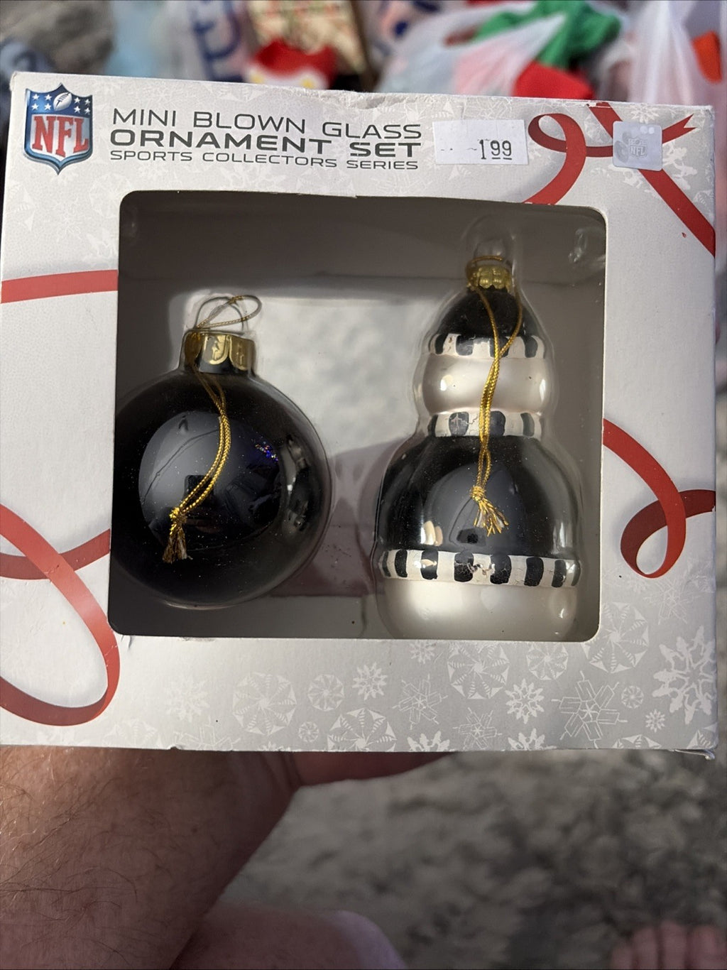 Mini Blown Glass NFL Ornament Set Pittsburgh STEELERS NEW Christmas