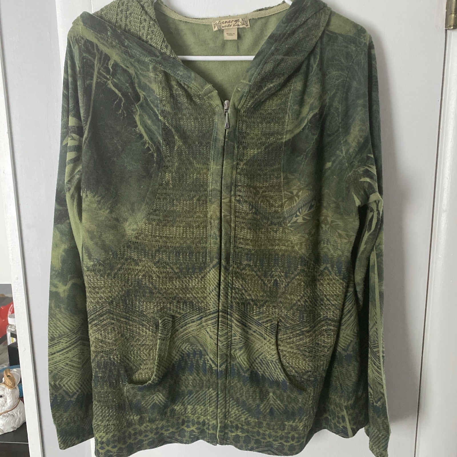 Women’s zip up hoodie energy XL world war dark green
