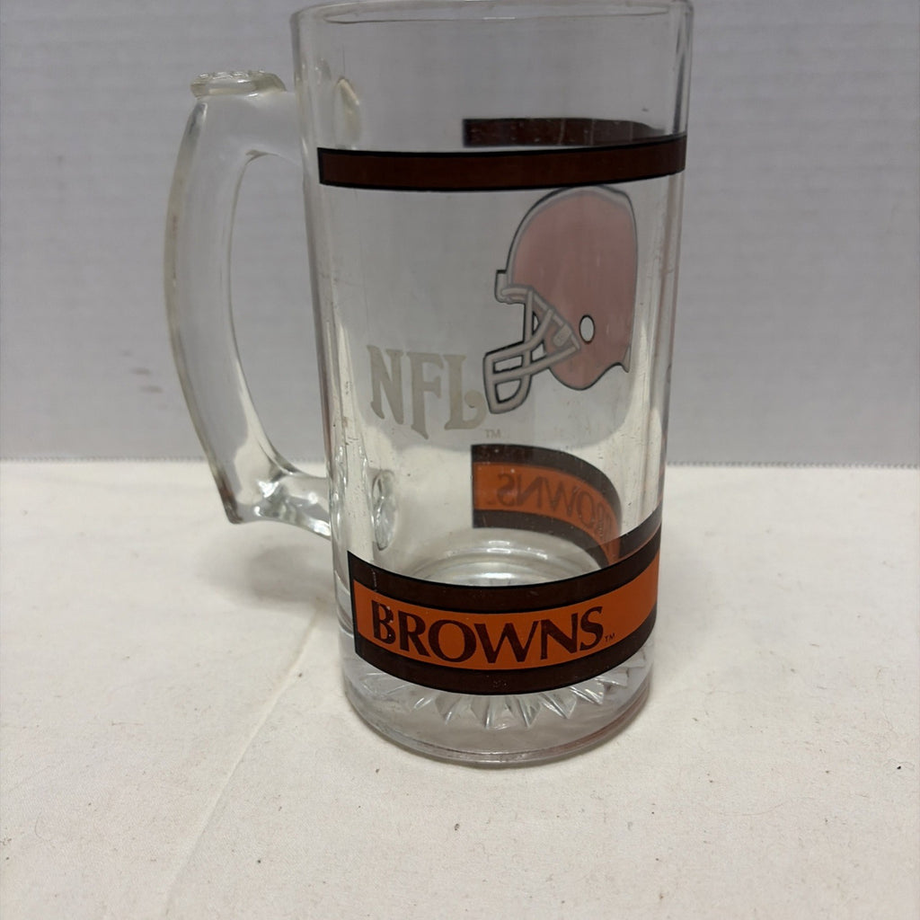 Vintage NFL Cleveland Browns Glass Beer Stein Mug Cup 10 Oz