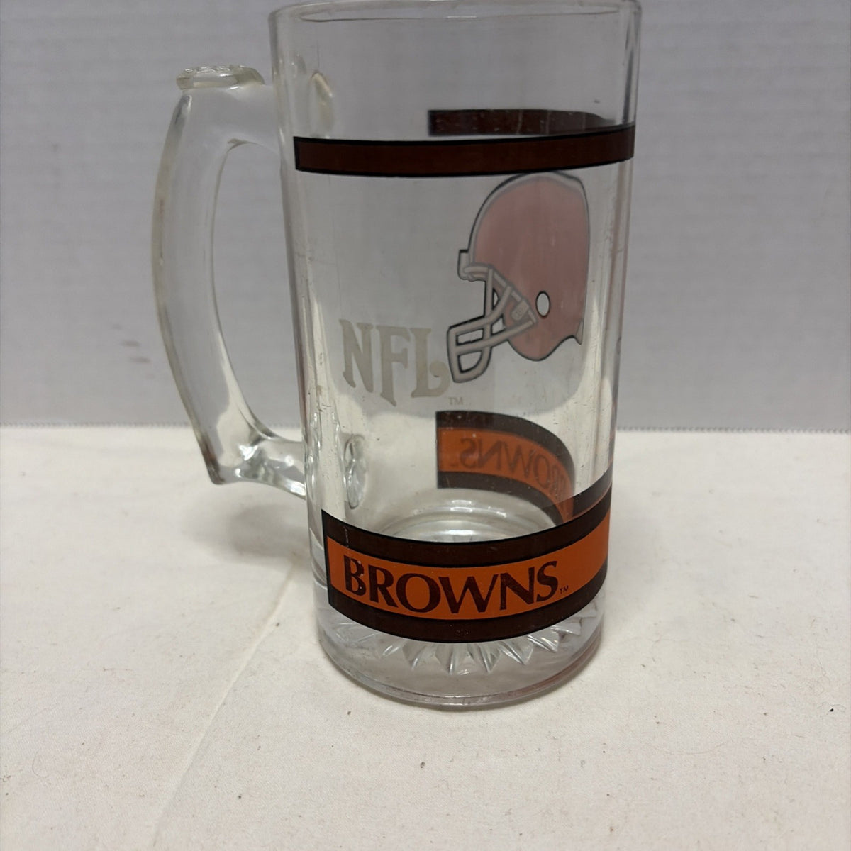 Vintage NFL Cleveland Browns Glass Beer Stein Mug Cup 10 Oz