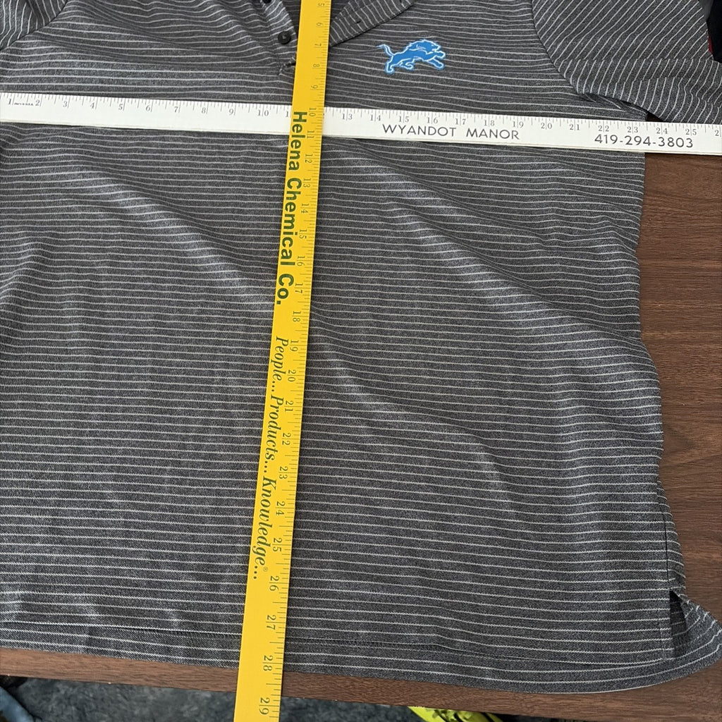 Antigua Men’s XL Detroit Lions Short Sleeve Polo Grey Gray Stripe Short