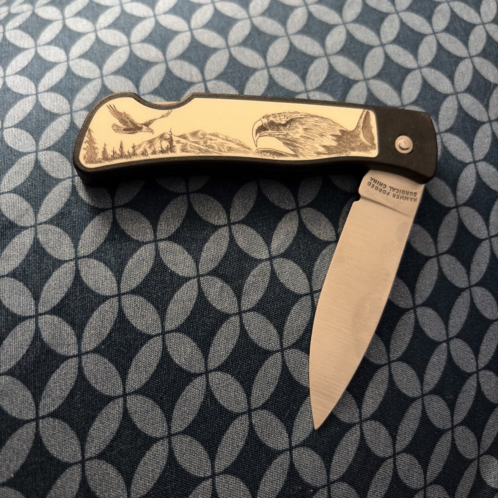 Vintage S&W Smith & Wesson BALD EAGLE Scrimshaw Knife Layden Essex