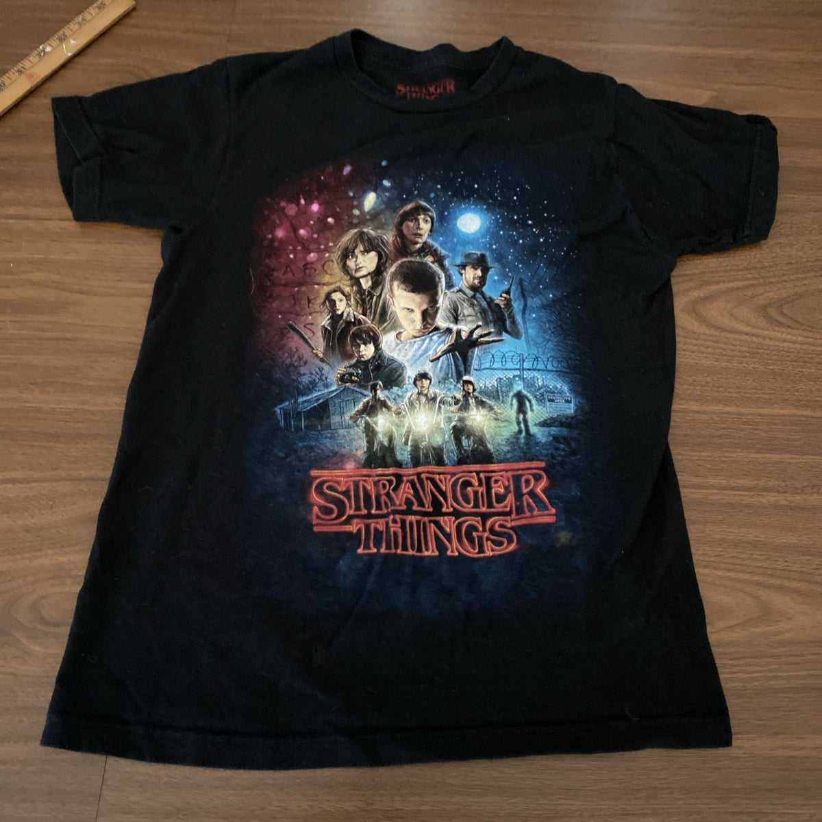 Stranger Things T-shirt S Black Red Adult Casual Netflix TV Show Tee Free Ship