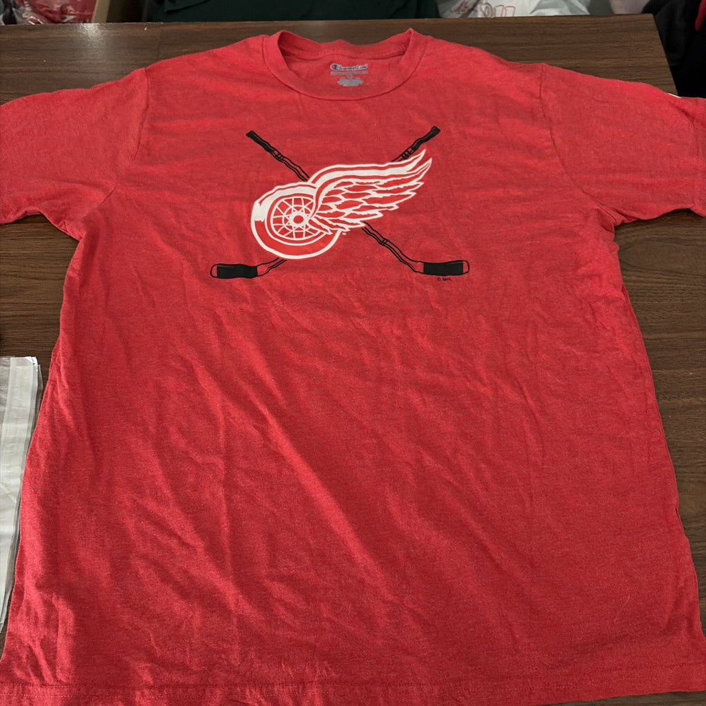 Champion Detroit Red Wings NHL Hockey Graphic T-Shirt Mens Large Red Crew Tee