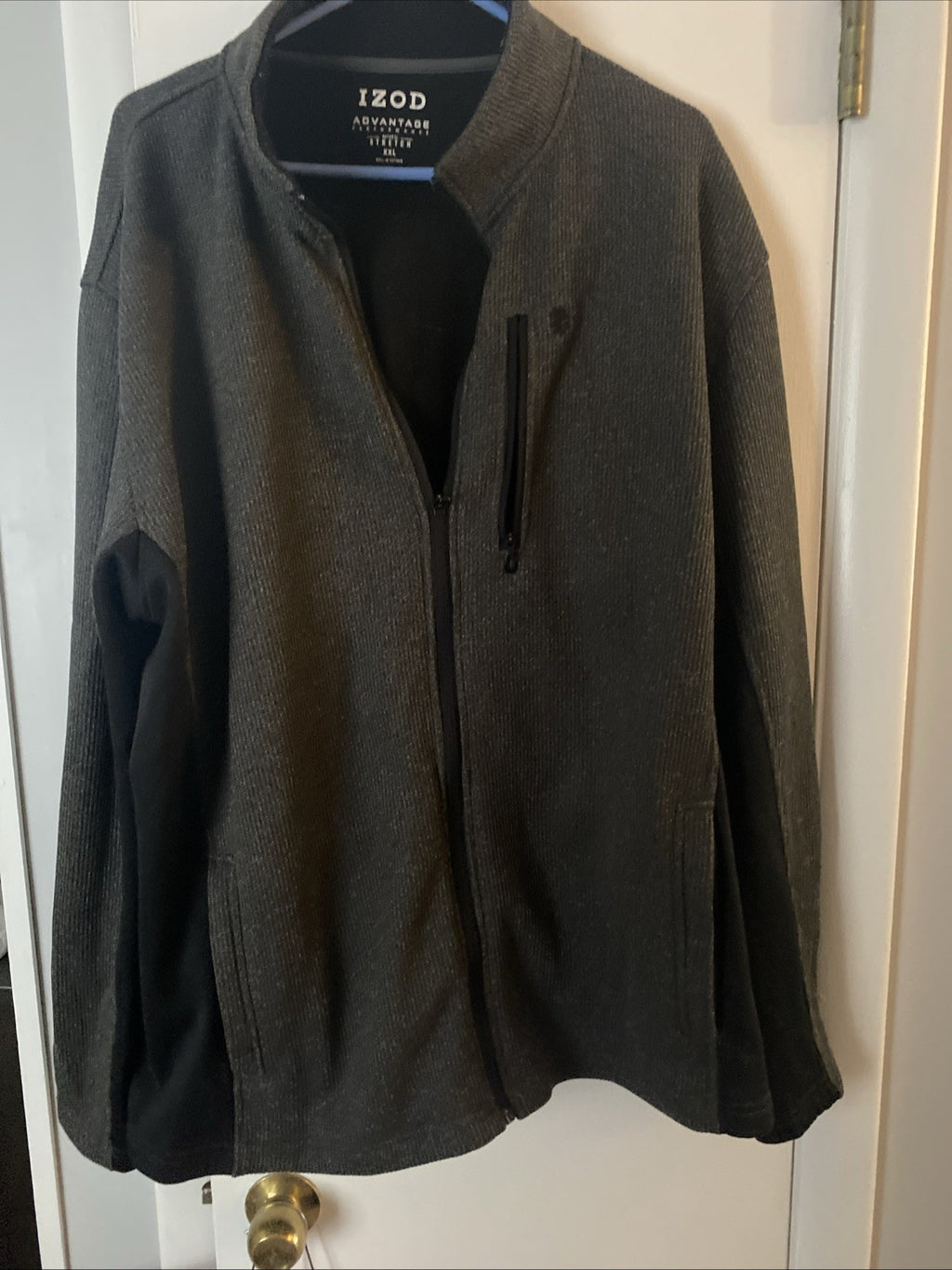 IZOD Advantage Performance Natural Stretch 2XL Full Zip Sweatshirt Jacket Gray
