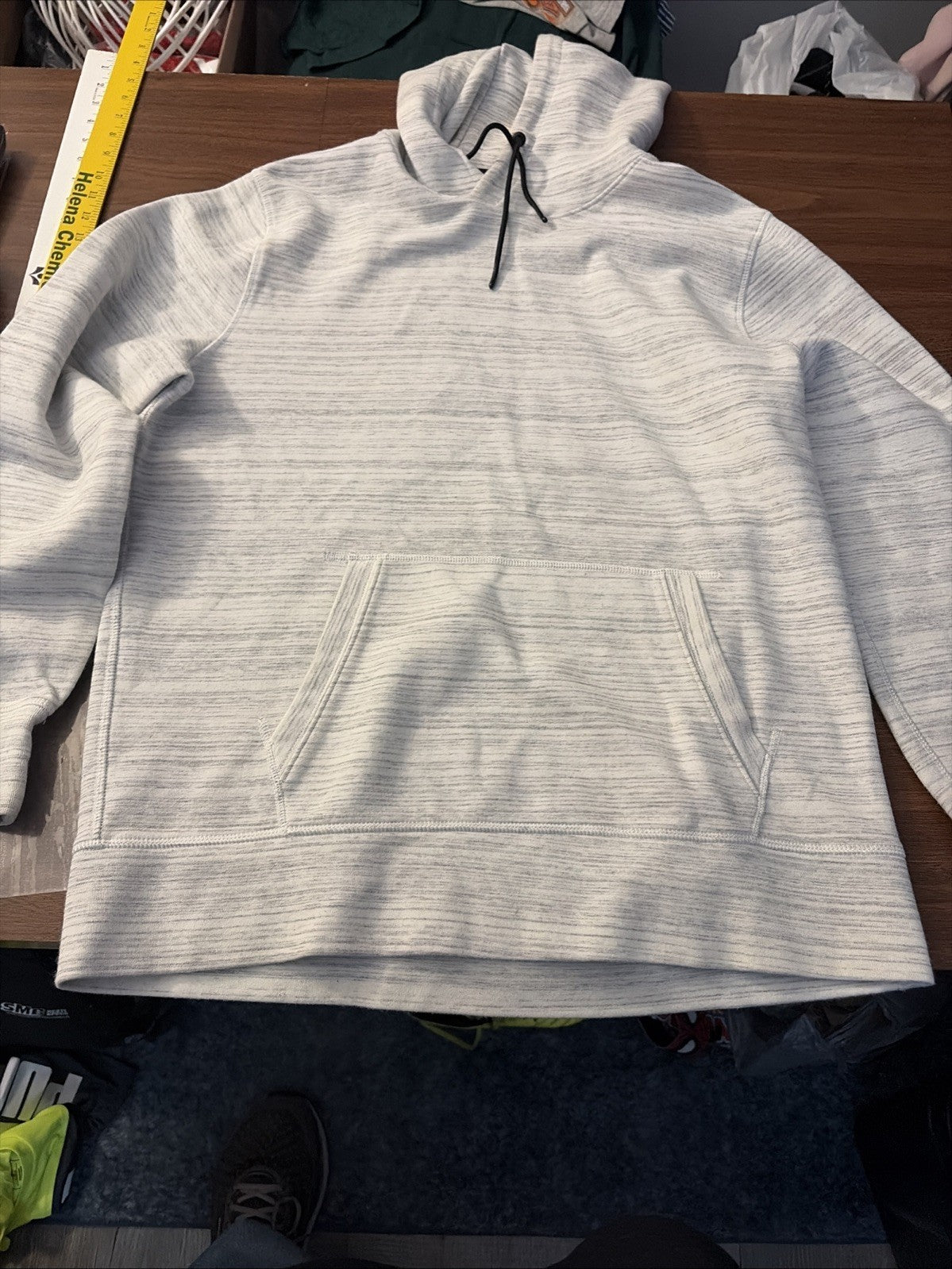 American Eagle Large Hoodie Pullover Sweatshirt Long Sleeve White And Gray