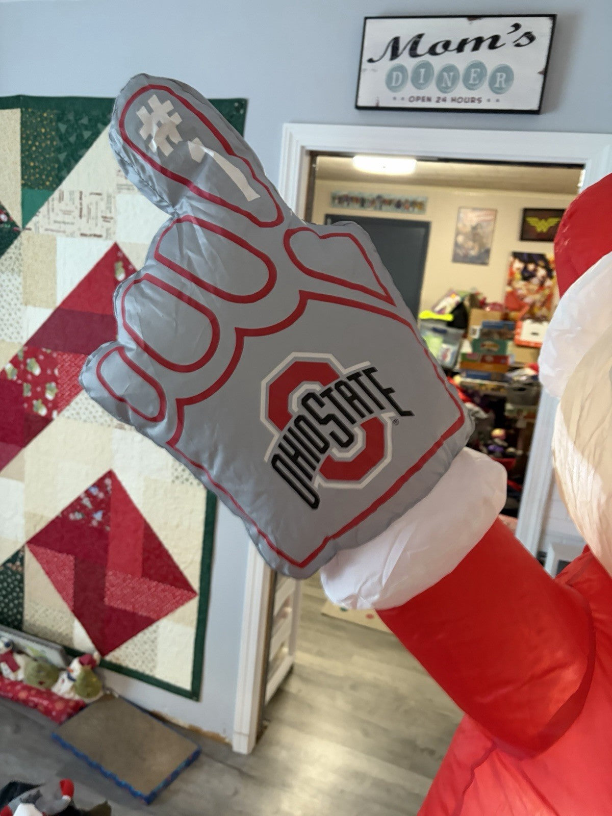 7' Air Blown LED Inflatable NCAA Ohio State University Buckeyes Santa Claus