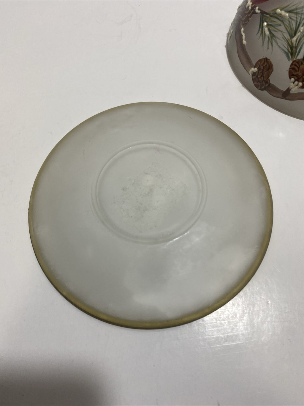 Dennis East International Frosted Glass Candle Holder Cardinal and Winter Pine