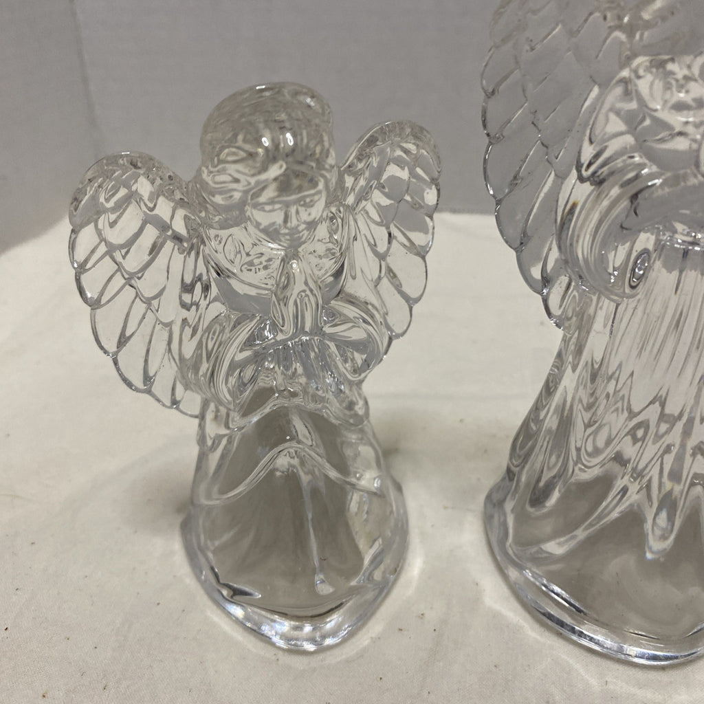 Princess House Nativity Set Lead Crystal Lot 3 Vintage Glass Standing Angel Pray