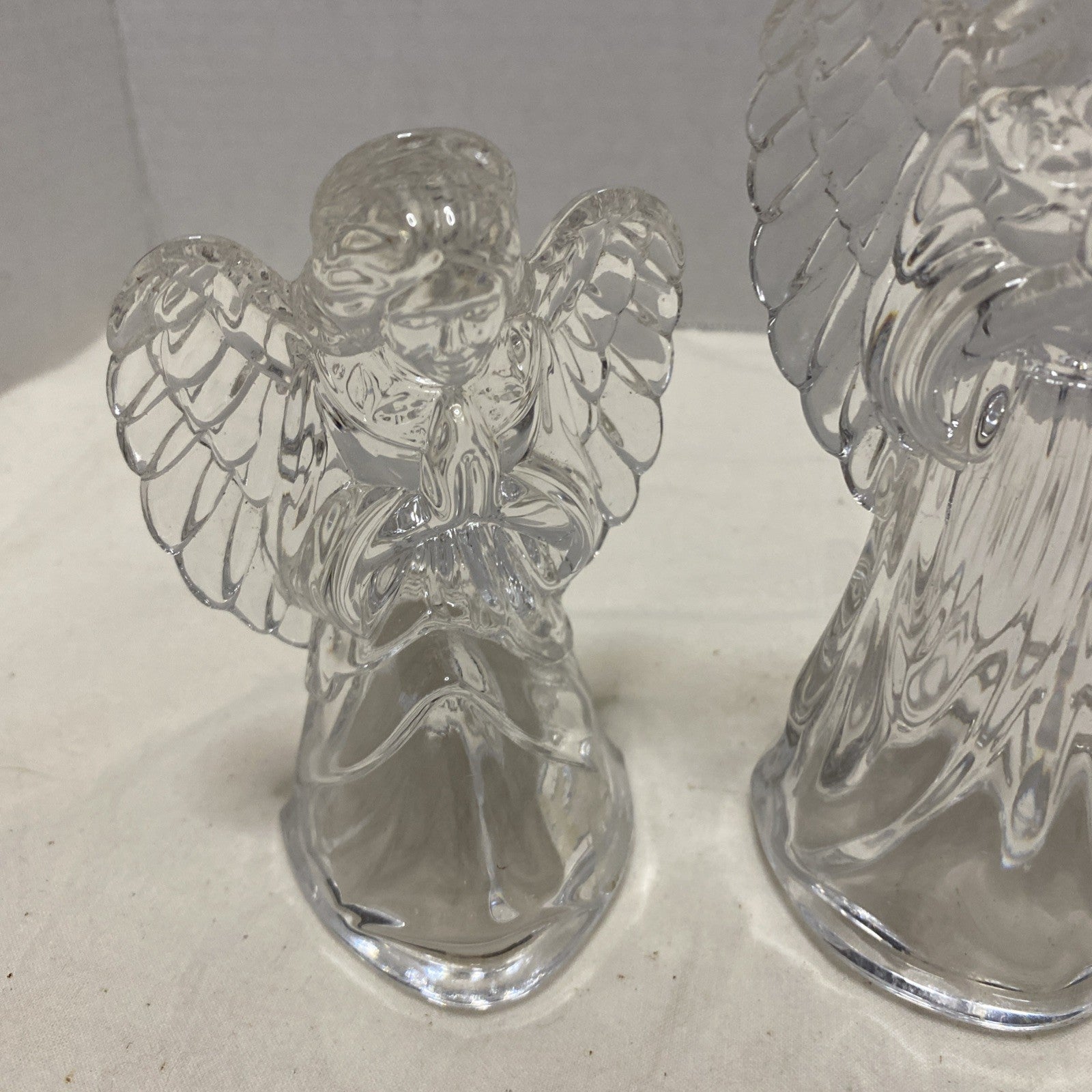 Princess House Nativity Set Lead Crystal Lot 3 Vintage Glass Standing Angel Pray