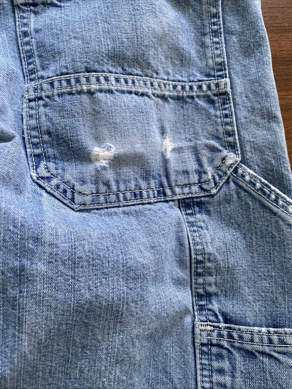 Lee Dungarees Carpenter Jeans Mens 33x32 Blue Denim Workwear Utility Distressed