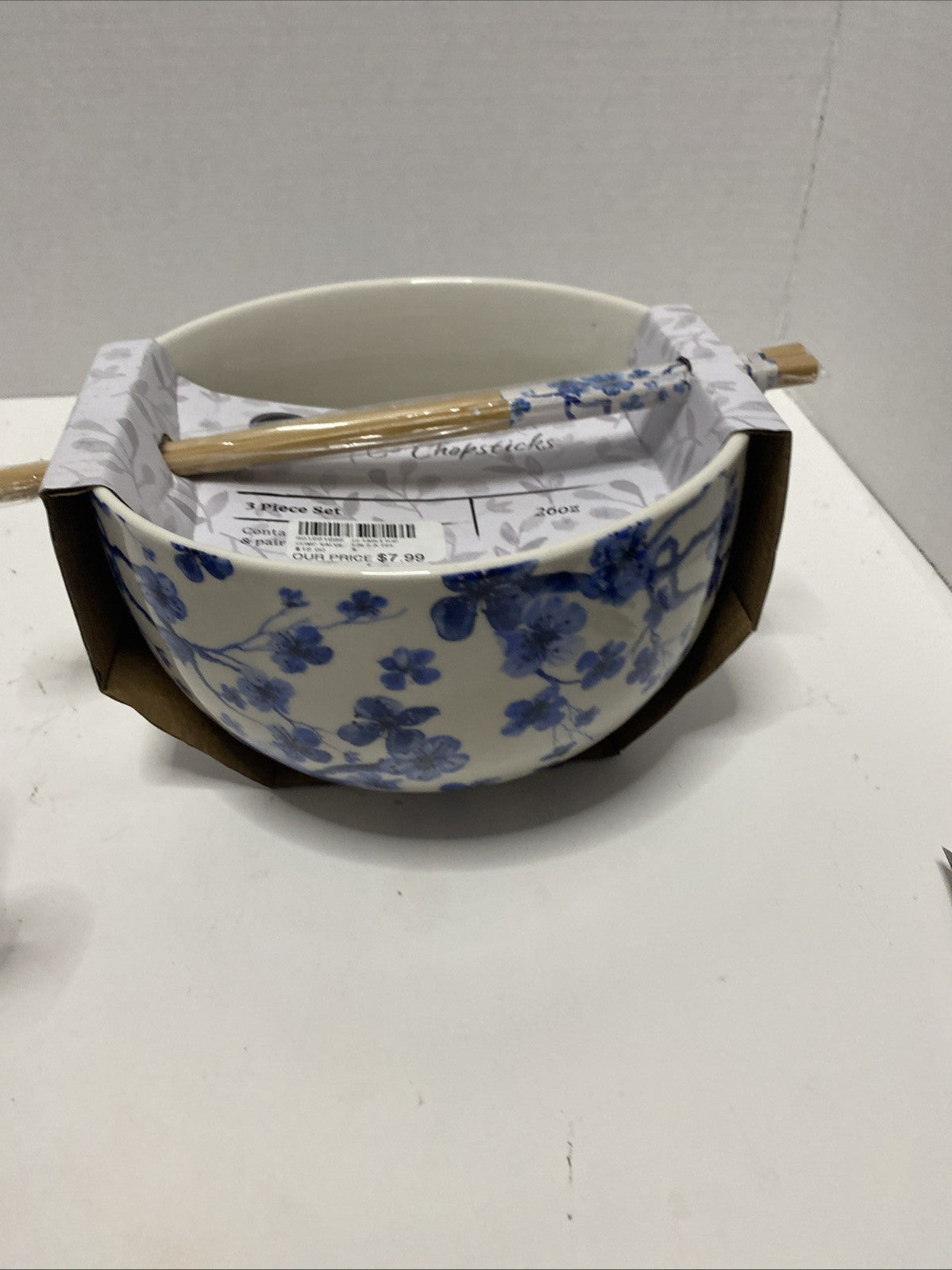 Core Kitchen Ramen Noodle Ceramic Bowl Blue Abstract Design 26oz Set Of 2