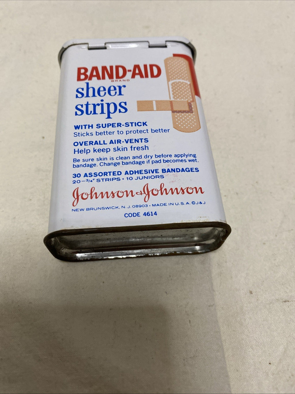 Vintage Band-Aid Metal Tin Box Johnson & Johnson Sheer Strips