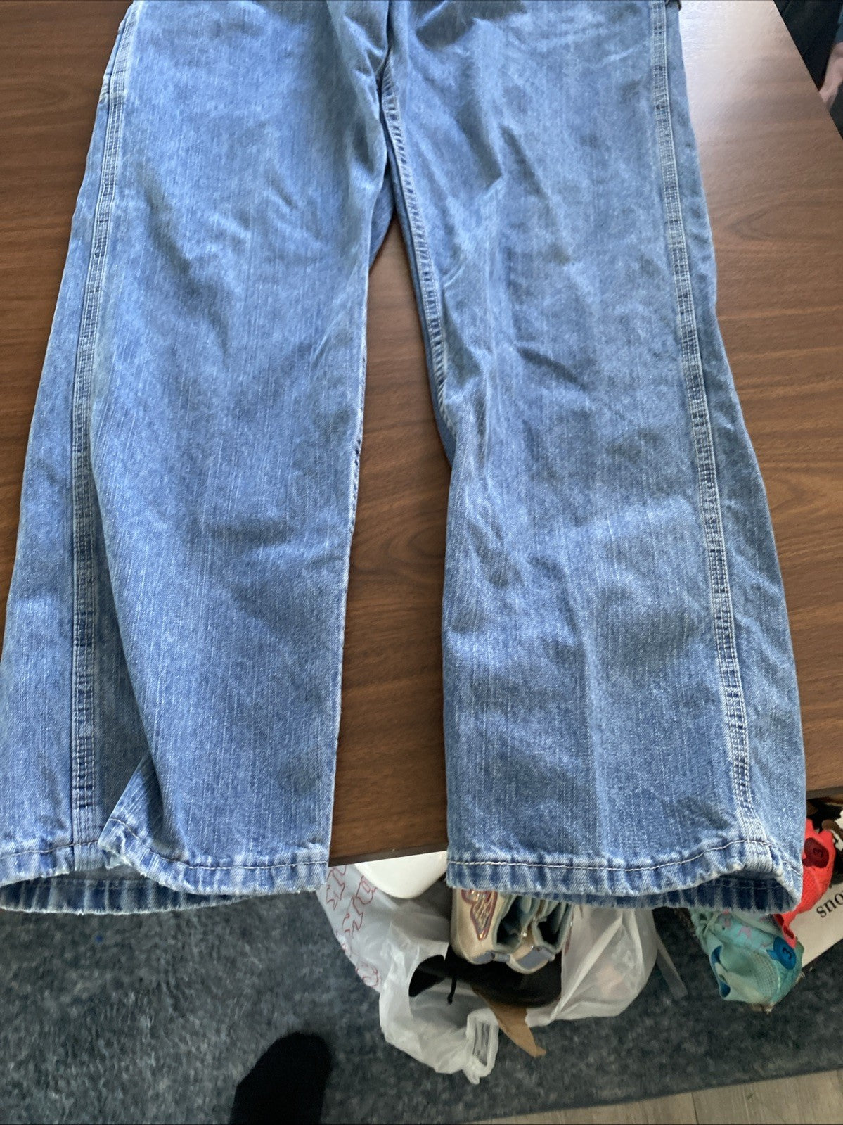 Lee Dungarees Carpenter Jeans Mens 33x32 Blue Denim Workwear Utility Distressed