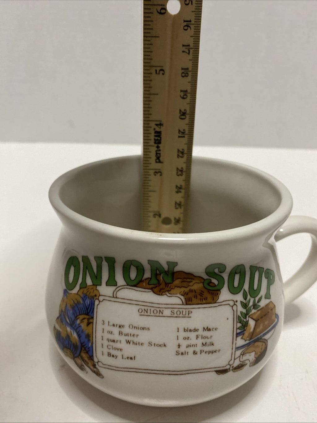 Vintage Onion Soup Recipe Bowl with Handle Made in China