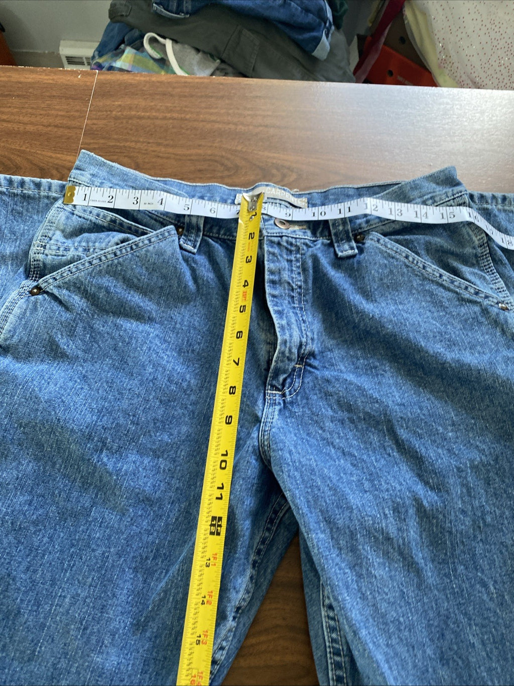 Lee Dungarees Carpenter Jeans Mens 33x32 Blue Denim Workwear Utility Distressed