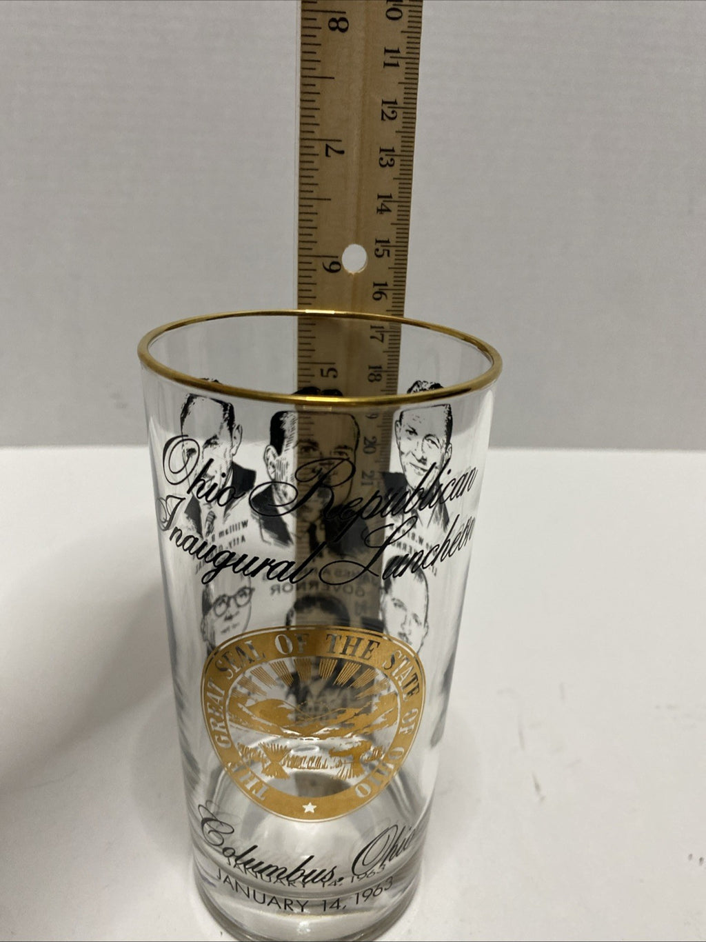 Vintage Republican Inaugural Luncheon Glass 1963 James Rhodes Governor