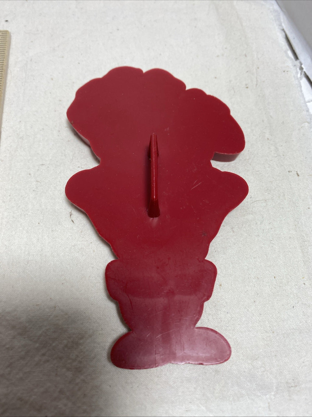 Santa Claus Cookie Cutter - Vintage Tupperware Red Plastic - 3x5 inches