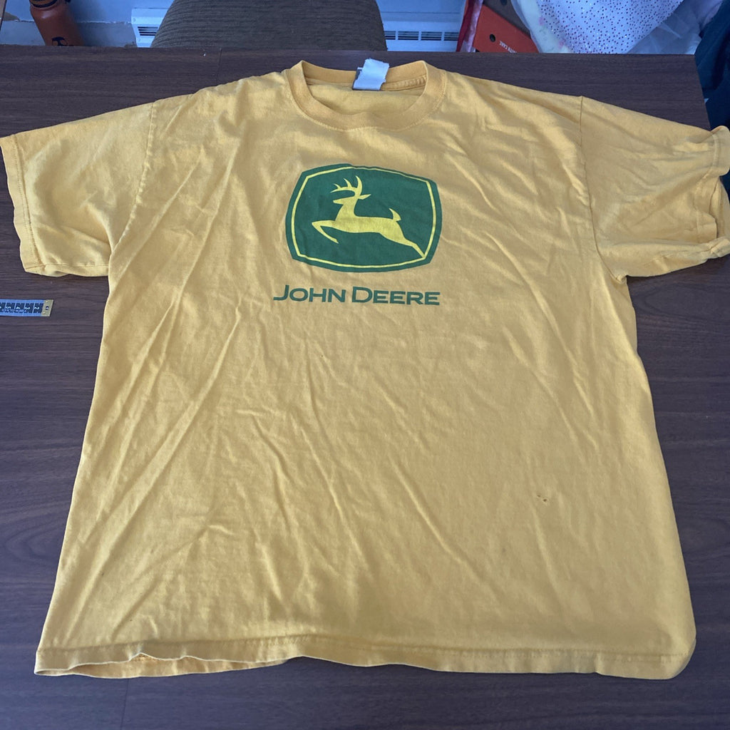 VTG John Deere Nothing Runs Like A Deere T-Shirt Yellow 2XL Men's Free Shipping