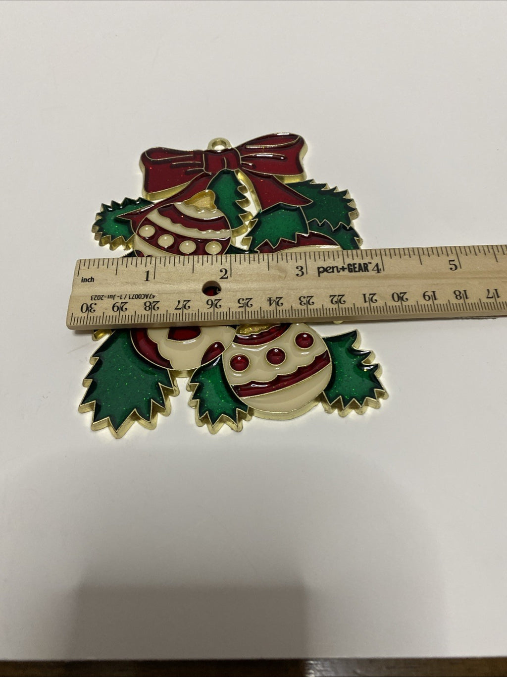 Vintage Christmas Ornaments & Holly Faux Stained Glass Suncatcher