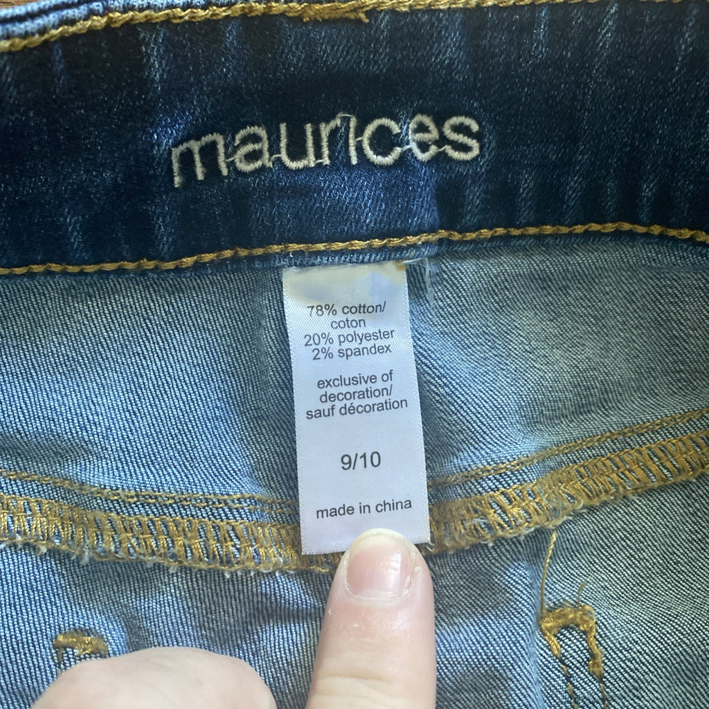 Maurices Jeans Womens 9/10 Blue Medium Wash Slim Straight Leg Distressed