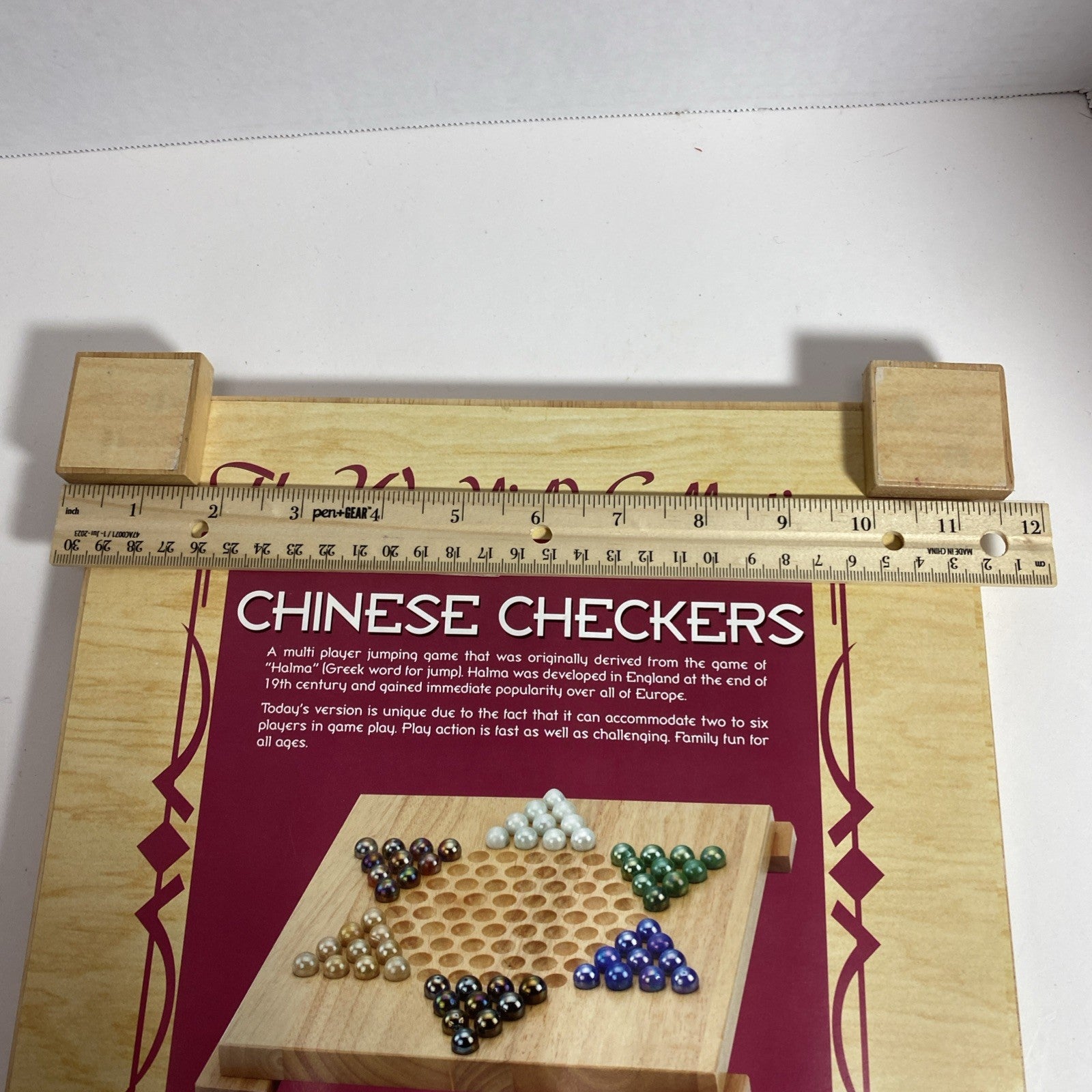 The Woodfield Collection CHINESE CHECKERS Wooden Game Board & Marbles Game 2001