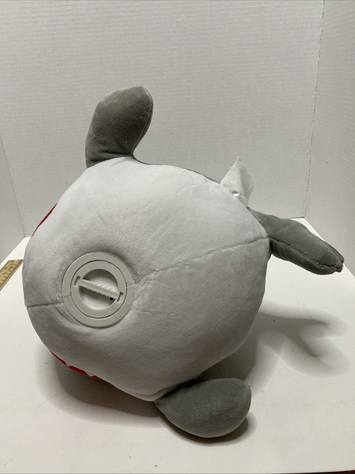 SHARK JUMBO PLUSH PIGGY BANK With Stopper Soft Gray Great Condition