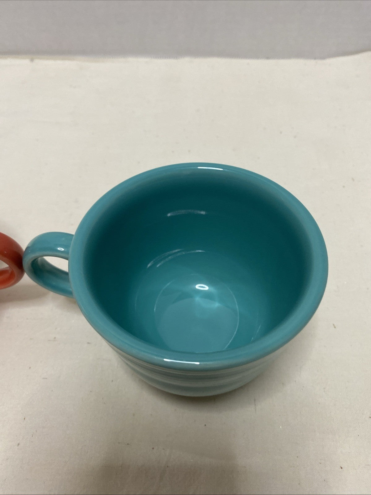 Fiesta Art Deco Teal, Orange Coffee Tea Cup 7.75 oz Durable Fiestaware