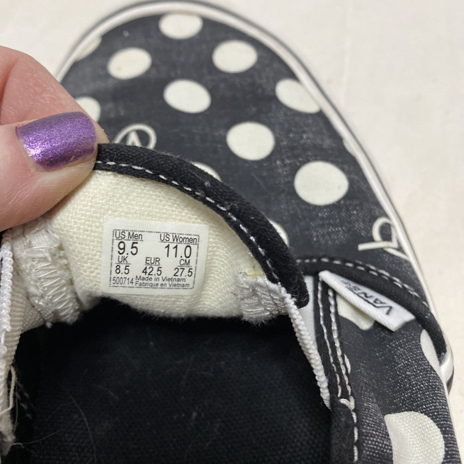 Vans Off The Wall Classic Slip On Black White Polka Dot Skate Shoes