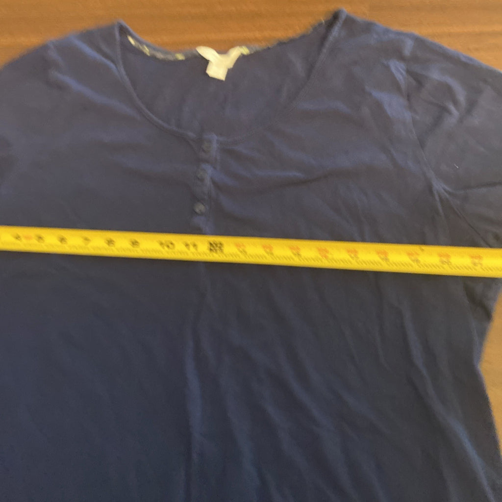 Charter Club Women’s Shirt Short Sleeve Quarter Button Up Blue Size 2X