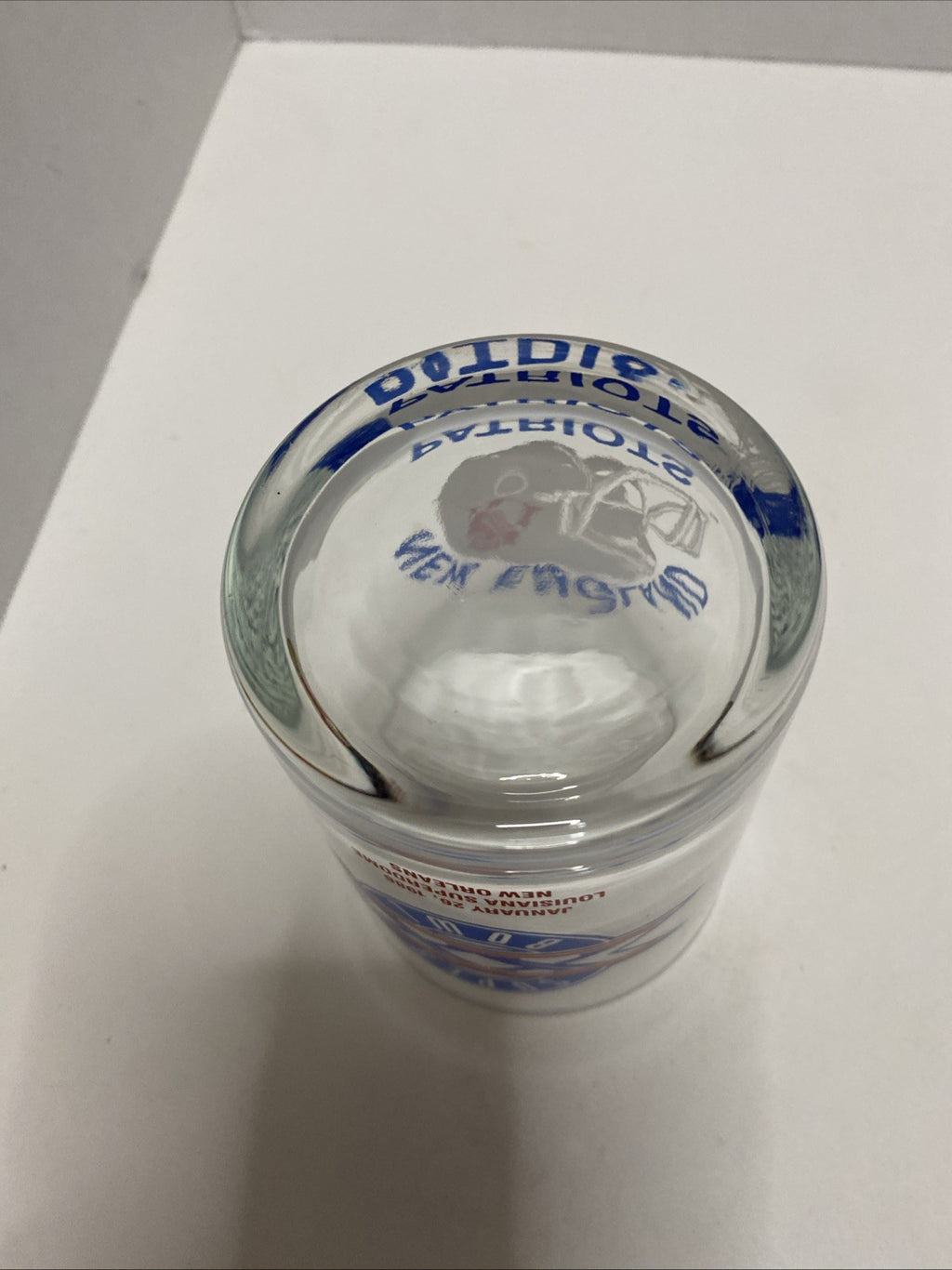 Vintage 1986 New England Patriots Super Bowl XX Champions Glass / Cup