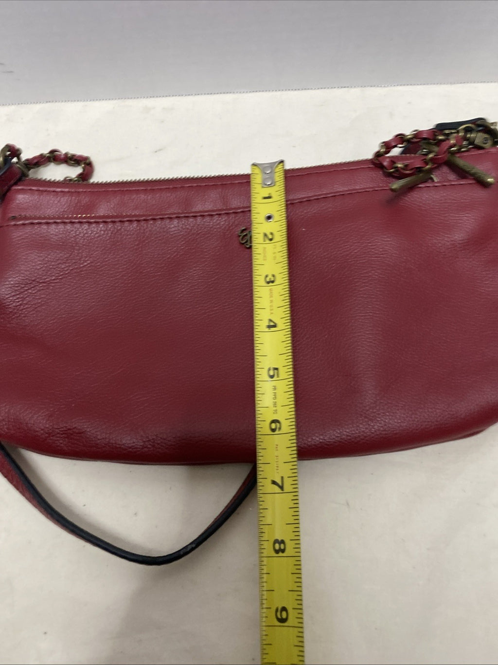 Elliott Lucca Red Leather Removable Strap Clutch/ Crossbody/ Shoulder Bag 7x11"