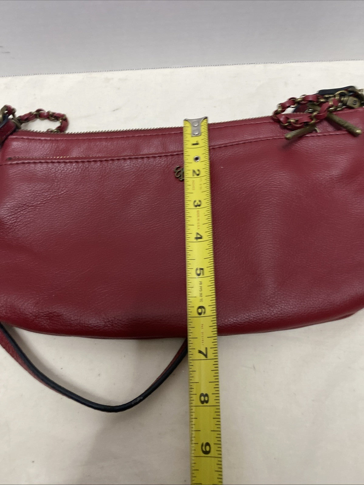 Elliott Lucca Red Leather Removable Strap Clutch/ Crossbody/ Shoulder Bag 7x11"