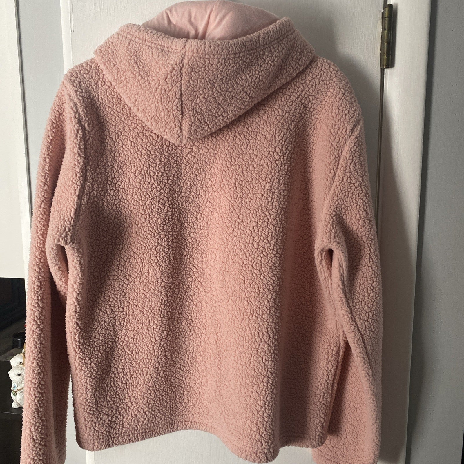 FILA Pink Sherpa Hoodie Logo Polyester Fleece Womens sz L