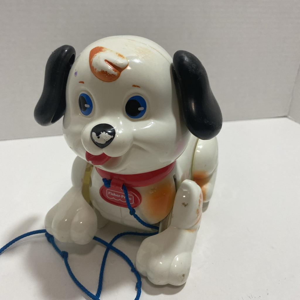 Fisher Price Lil Snoopy 1999 Pull Along Toy Puppy Dog Squeaker Bark Brown White