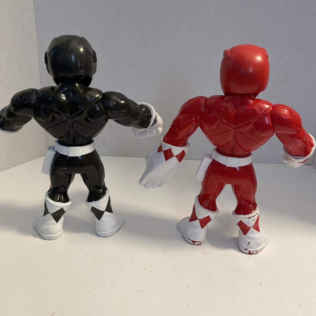 2 Power Rangers Heroes Mega Mighties Mighty Morphin 10" Black And Red Rangers